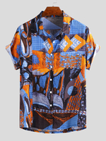 ChArmkpR Chemises à manches courtes à rayures Batik imprimées pour hommes