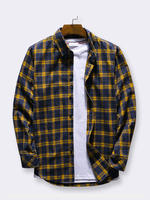 ChArmkpR Chemises à manches longues en coton à carreaux en mousseline de soie à la mode pour hommes
