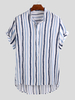 ChArmkpR Chemises Henley à rayures verticales pour hommes