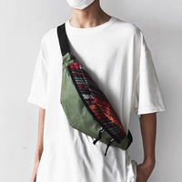 ChArmkpR Hommes Toile Mode Casual Couleurs Contrastées Motif Ethnique Sac à Bandoulière Sac de Poitrine
