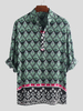 Charmkpr Men Chemises Henley à Manches Ethniques Imprimées Motif Ethnique