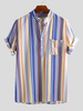 ChArmkpR Men Colorful Chemises Henley à rayures et à manches courtes