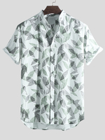 ChArmkpR Men Tropical Plants Imprimé 100% coton Chemises de plage hawa ennes