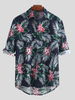 ChArmkpR Men Tropical Plants Imprimé Chemises Casual hawa ennes