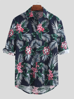 ChArmkpR Men Tropical Plants Imprimé Chemises Casual hawa ennes