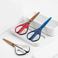 Ciseaux en titane enduit Fizz 3 couleurs papeterie antiadhésive ciseaux de coupe de papier étudiant utilisation de burea