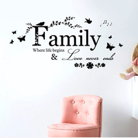 Citation de famille vie amour sticker mural amovible Art vinyle décor à la maison