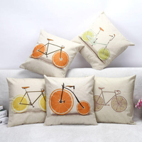 Citron Orange pamplemousse vélo jeter taie doreiller coton lin canapé housse de coussin