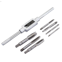 Clé à taraud réglable Drillpro M3-M12 avec 7 pièces Set de tarauds à main M3-M12