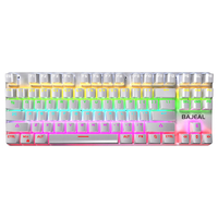 Clavier mécanique BAJEAL K200 87 touches filaire USB échangeable à chaud bleu Swtich Colorful LED clavier de jeu rétro-é