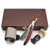 Coffret en bois de coffret de boîte en bois de rasage de rasoir droit lourd de rasoir