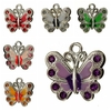 Collier à breloques papillon strass en cristal plaqué argent DIY