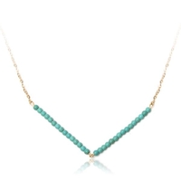 Collier de perles en V vert Beige Link V pour les femmes