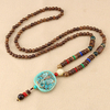 Collier de perles ethniques bleu style rétro long collier pour les hommes