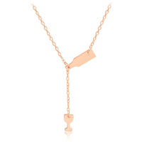 Collier pendentif à la mode chaîne élégante verre à vin Neclacke bijoux en argent froid pour les femmes