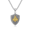 Collier pendentif de mode géométrique bouclier chaîne en acier inoxydable charme collier bijoux pour hommes