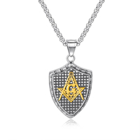Collier pendentif de mode géométrique bouclier chaîne en acier inoxydable charme collier bijoux pour hommes