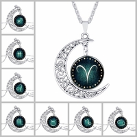 Collier pendentif style rétro lumineux 12 Constellation croissant collier cadeau pour fille