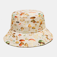 Collrown femmes et hommes motif champignon imprimé décontracté Soft voyage en plein air Couple chapeau seau chapeau