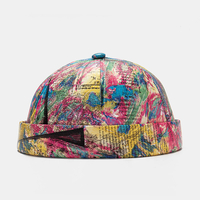 Collrown Hommes Coton Couleur Graffiti Motif Mode Casual Brimless Beanie Landlord Cap Skull Cap