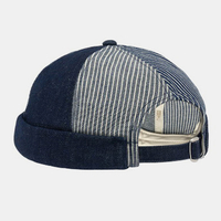 Collrown hommes coton rayé motif Patchwork réglable casquette de propriétaire décontracté bonnet sans bord bonnet de crâ
