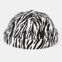 Collrown Hommes Coton Zebra Motif Casquette De Propriétaire Occasionnel Bonnet Brimless Beanie