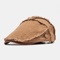 Collrown Hommes Couleur Unie Patchwork Casual Forward Hat Casquette Plate Beret