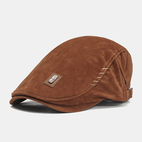 Collrown hommes daim avec motif de point en faux cuir fait à la main personnalité de la mode décontractée chapeau avant