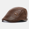 Collrown hommes en cuir PU couleur unie décontracté rétro visière chapeau de soleil avant chapeau béret chapeau
