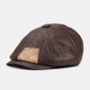 Collrown hommes Faux cuir à la main couture Patchwork rétro octogonal chapeau gavroche chapeau béret chapeau