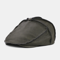 Collrown Hommes Faux Cuir Casual Personnalité Chapeau Top Chaud Avant Chapeau Beret Chapeau