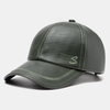 Collrown Hommes Faux cuir Casual Retro Latter Pattern Leather Sunshade Baseball Hat
