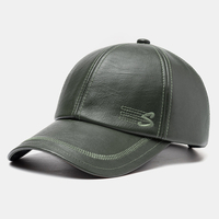 Collrown Hommes Faux cuir Casual Retro Latter Pattern Leather Sunshade Baseball Hat