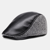 Collrown hommes Faux cuir couleur contrastée rétro décontracté en cuir extérieur avant chapeau béret chapeau