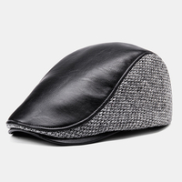 Collrown hommes Faux cuir couleur contrastée rétro décontracté en cuir extérieur avant chapeau béret chapeau