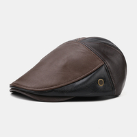 Collrown hommes Faux cuir fait à la main couture classique couleur contraste rétro avant chapeau béret chapeau