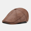 Collrown hommes Faux cuir fait à la main Stiching solide rétro chapeau avant béret chapeau