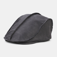 Collrown hommes Faux cuir personnalité décontractée motif rayé chaud avant chapeau béret chapeau