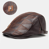Collrown hommes Faux cuir rayé motif Vintage couleur unie avant chapeau béret chapeau