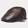 Collrown hommes Faux cuir rayé motif Vintage couleur unie avant chapeau béret chapeau