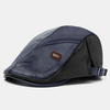 Collrown hommes faux cuir rétro décontracté motif à rayures couleur contrastante en cuir avant chapeau béret chapeau