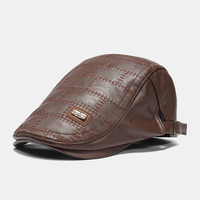 Collrown hommes faux cuir solide rétro classique couleur chapeau plat avant chapeau béret chapeau