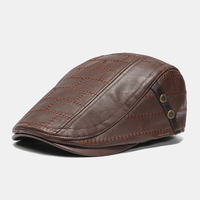 Collrown hommes faux cuir solide rétro classique couleur chapeau plat avant chapeau béret chapeau