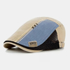 Collrown Hommes Patchwork Béret Cap Coton Maille Respirant Contraste Réglable Couleur Ccasual Casquette Plate Pilote Cha