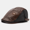 Collrown hommes PU cuir patchwork couleur décontracté Vintage réglable avant chapeau béret chapeau