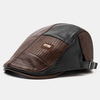Collrown hommes PU cuir patchwork couleur décontracté Vintage réglable avant chapeau béret chapeau