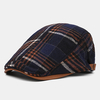 Collrown hommes rétro décontracté extérieur à carreaux rayé motif patchwork béret chapeau avant chapeau