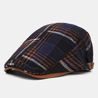 Collrown hommes rétro décontracté extérieur à carreaux rayé motif patchwork béret chapeau avant chapeau