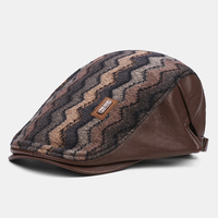 Collrown hommes rétro décontracté extérieur vague rayure motif patchwork béret chapeau avant chapeau
