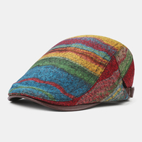 Collrown hommes tricot rayure motif mélangé couleur arc-en-ciel rétro décontracté extérieur chapeau avant béret